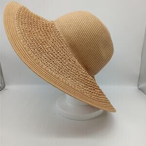 NWT J. CREW One Size Packable Wide Brim Dusty Dune Textured Summer Straw Hat Tan